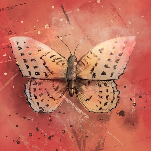 Vlinder met rode achtergrond