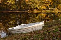 Boote auf dem Wasser im Herbst mit Herbstfarben im Hintergrund von ChrisWillemsen Miniaturansicht