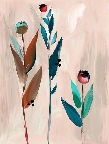 Abstrait botanique aux couleurs pastel