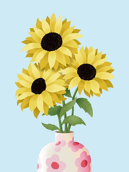 Vaas zonnebloemen van Sonja Kemp