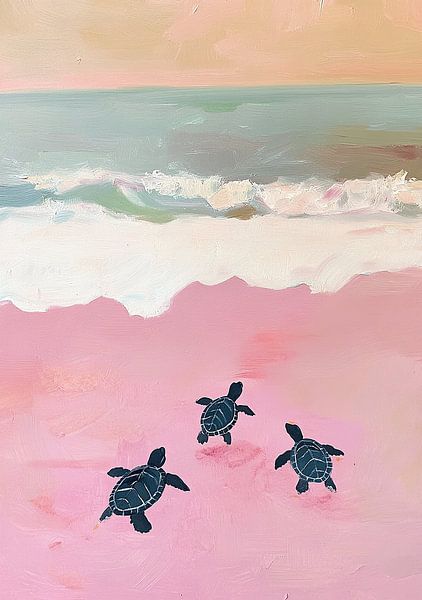 Turtles Sea Pink Preppy by Niklas Maximilian