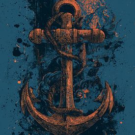 Rustic drawing of an anchor with a rope by Pixelbull Design