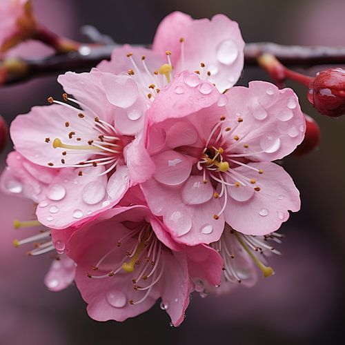 Druppels op kersenbloesem