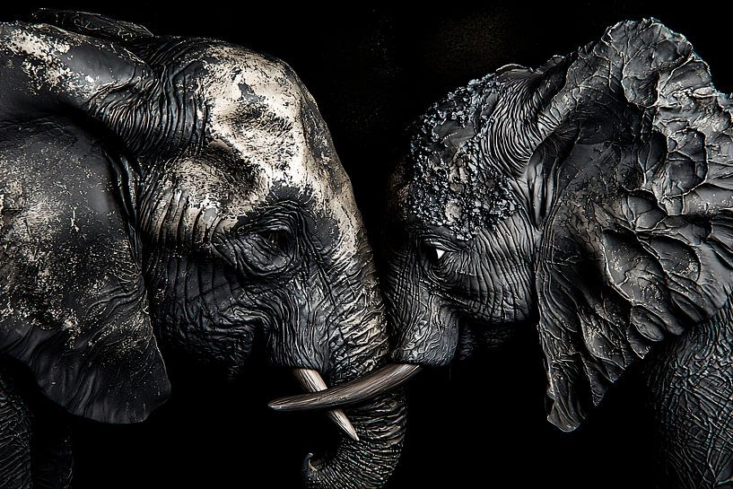 Elephants in black-and-white portrait by Art & Soul Creations