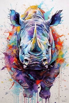 Aquarelles abstraites et colorées d'animaux. sur Gelissen Artworks