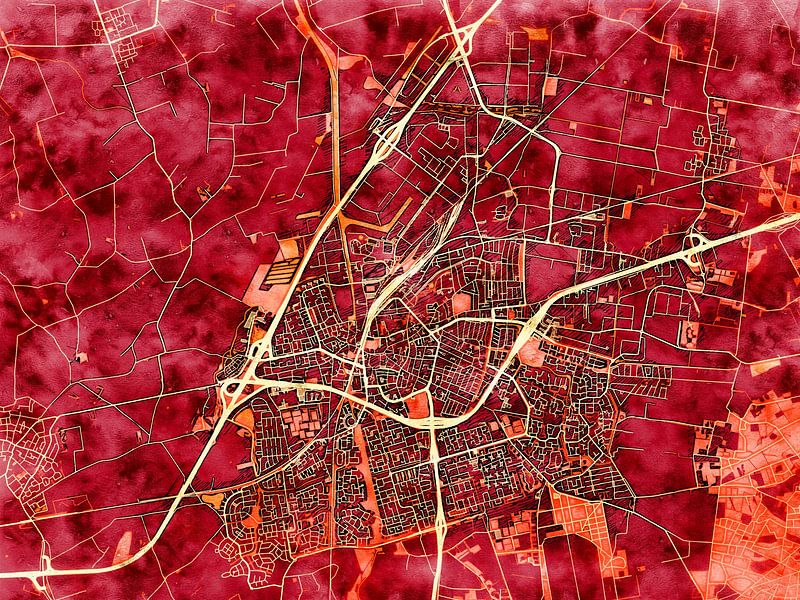 Map of Roosendaal with the style 'Amber Autumn' by Maporia