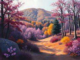 Landschaft in Lila von Linda de Klein