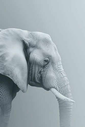 Grey Elephant in Side Profile - minimalist