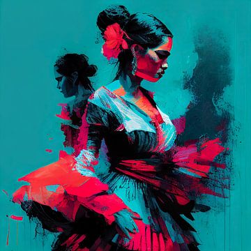 Dynamische Flamenco danseressen van Lauri creates