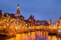 Leiden, Nieuwe Rijn bij avond van Frans Blok thumbnail