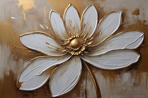 Witte Bloem met Gouden Accenten