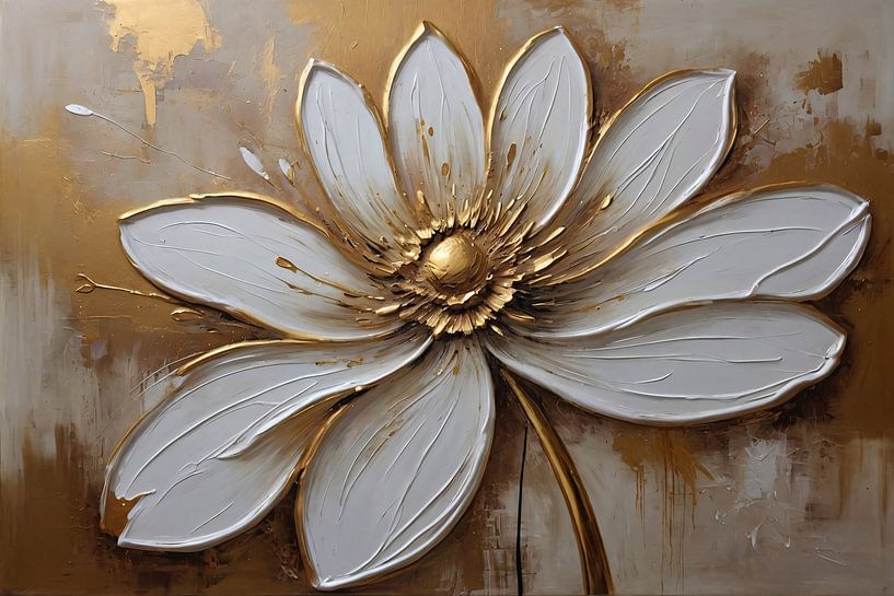 Witte Bloem met Gouden Accenten van Art & Soul Creations