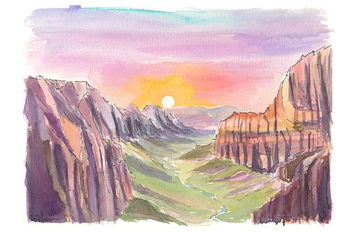 Sunrise in Zion National Park Sandstone rock Angels Landing