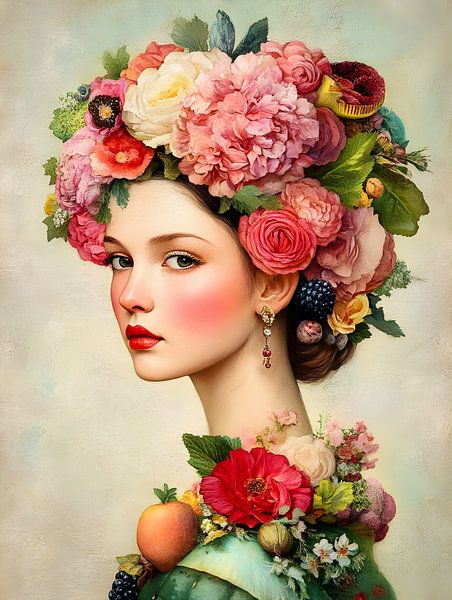 Portrait d'une jeune fille en fleur par l'artiste But First