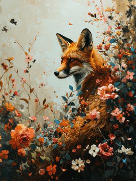 Histoires cachées - Renard dans la forêt florale sur Eva Lee