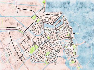 Karte von Medemblik im stil 'Soothing Spring'