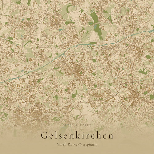 Vintage landkaart van Gelsenkirchen, Germany