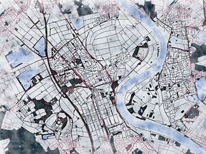 Karte von Dormagen im stil 'White winter'