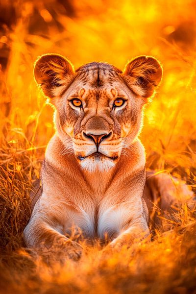 Proud lioness in golden light by Poster Art Shop