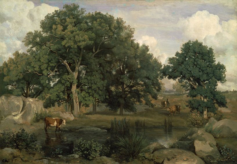 Bos van Fontainebleau, Jean-Baptiste-Camille Corot van Meesterlijcke Meesters