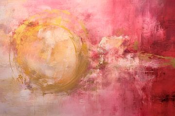Abstract, roze, goud en rood, peach fuzz van Joriali Abstract