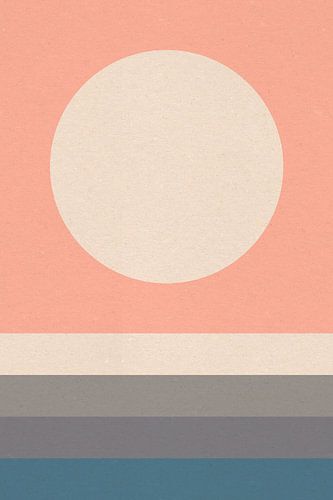 Ikigai. Abstracte minimalistische Zen kunst. Zon, maan, oceaan