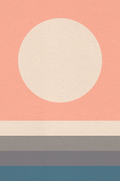 Ikigai. Abstract minimalist Zen art. Sun, Moon, Ocean by Dina Dankers