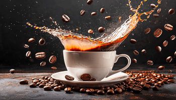 Koffiekop met koffiebonen