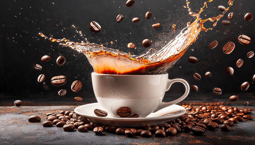 Koffiekop met koffiebonen van Mustafa Kurnaz