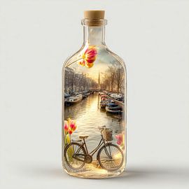Die Amsterdamer Grachten in einer Glasflasche von TheXclusive Art