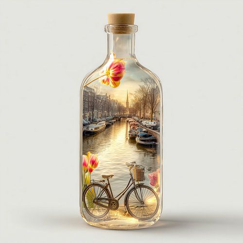 Amsterdam grachten in een glazen fles