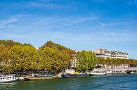Blick auf Schiffe an der Seine in Paris, Frankreich van Rico Ködder thumbnail