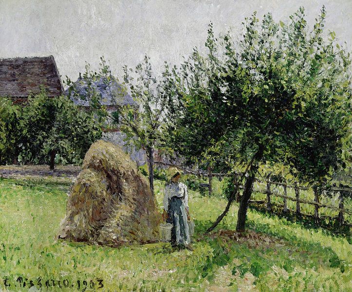 Camille Pissarro,Appelbomen in Eragny, Zonnige Morgen, 1903 van finemasterpiece