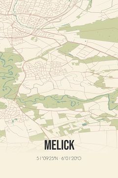 Vintage landkaart van Melick (Limburg) van MijnStadsPoster
