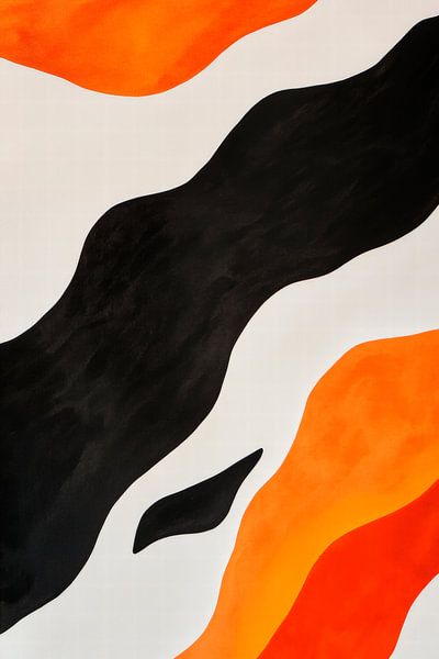 Abstrakte Farben in Schwarz und Orange von Poster Art Shop