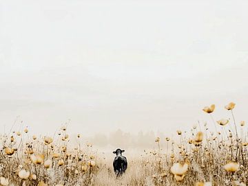 Koe in een Veld met Bloemen van Karina Brouwer