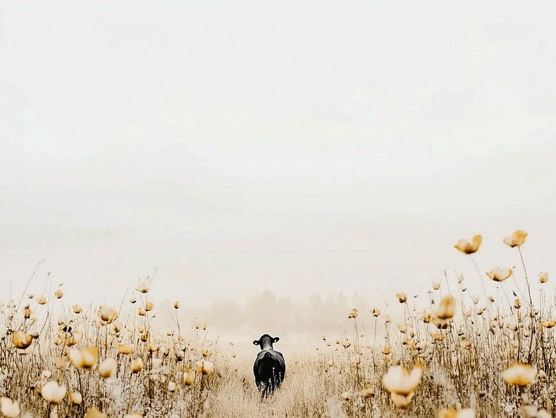 Cow in a Field of Flowers by Karina Brouwer
