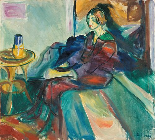 Zittend model op de bank, Edvard Munch