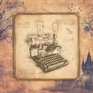 Old typewriter, mystical. Vintage art for writers & authors. by SergeivoArt