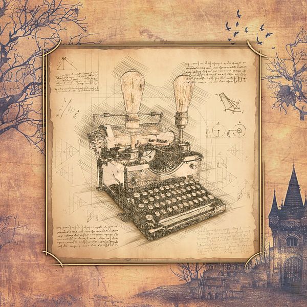 Old typewriter, mystical. Vintage art for writers & authors. by SergeivoArt