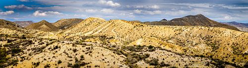 Panorama Landschap Panorama Eenzaamheid Tabernas Woestijn in Almeria Andalusië Spanje