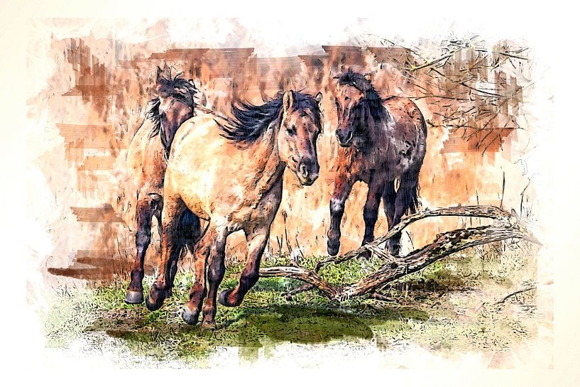 Rennende konikpaarden (kunst) van Art by Jeronimo