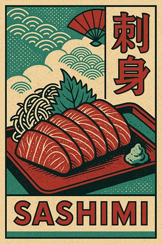 Sashimi Wall Art – Retro Japanese Cuisine Kitchen Poster