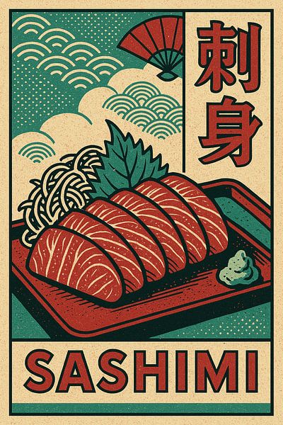 Sashimi Muurkunst - Retro Japanse Keuken Keuken Poster van Travel Shop