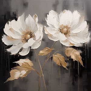 Blumen weiß und gold