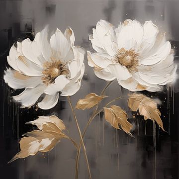 Bloemen wit en goud van Bert Nijholt