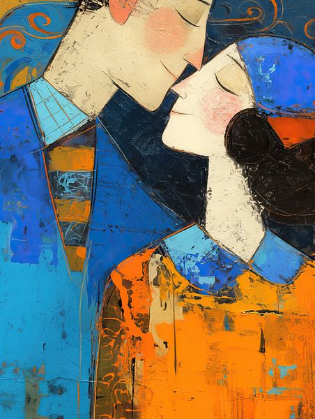 Peinture d'amour | Embrasser dans l'harmonie des couleurs par La collection ARTEO