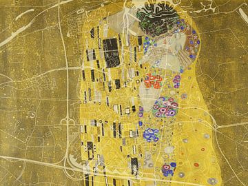 Kaart van Goes met de Kus van Gustav Klimt van Map Art Studio
