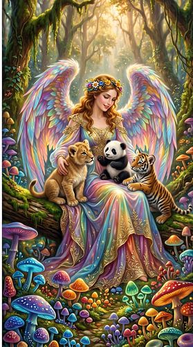 The fairy and the wild animal cubs