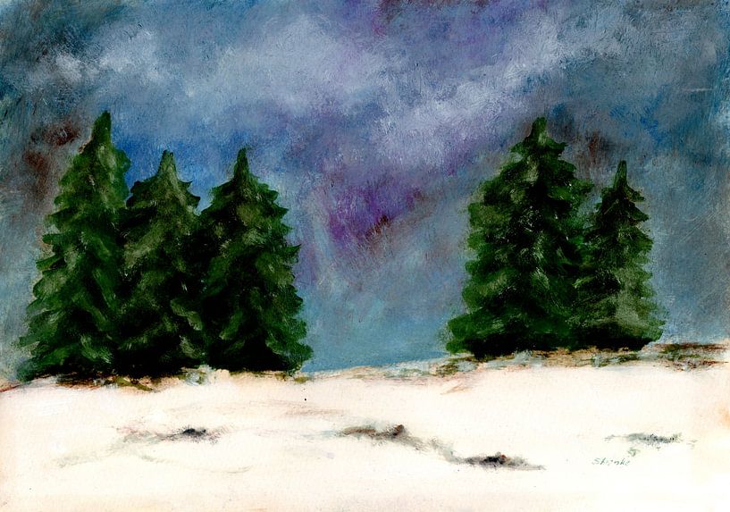 Des sapins dans la neige par Sandra Steinke
